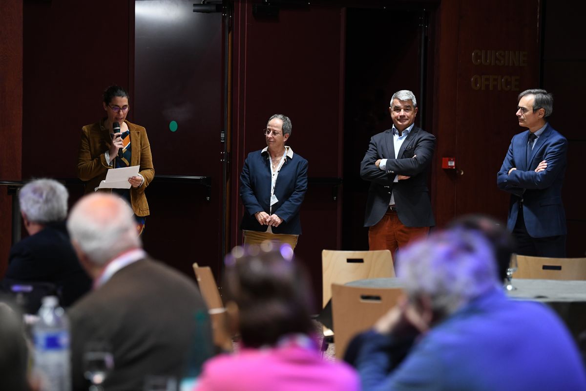 Ouverture du congrès de la FNAAM le 30 septembre avec Éloïse Petit, de la direction départementale des Territoires et de la Mer, Marie-Christine Le Nay, présidente de Marine accueil Loire et de la FNAAM, David Samzun, maire de Saint-Nazaire, Pascal Fresneau, directeur du Grand Port Maritime (©Ville de Saint-Nazaire - Christian Robert)